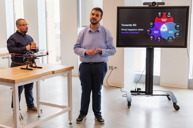 Walid Saad (right) with student Omar Hashash at Academic Building One